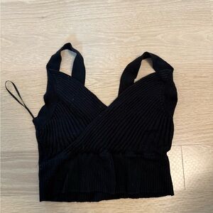 Black sweater material crop top size M/L super stretchy material and comfy